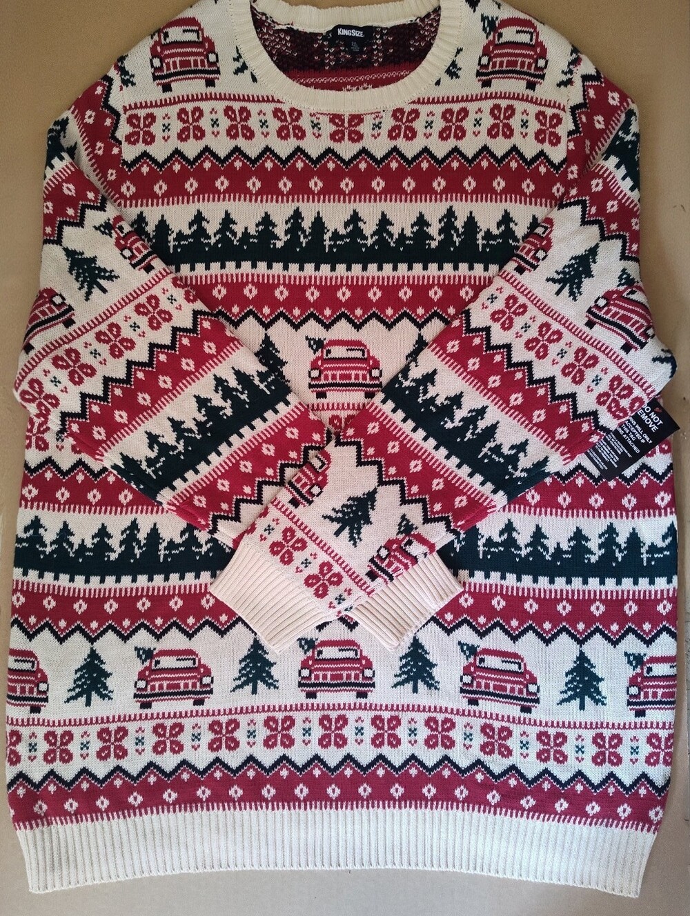 King Size Men’s 5XL Tall Sweater Big And Tall Holiday Christmas Fair Isle EUC